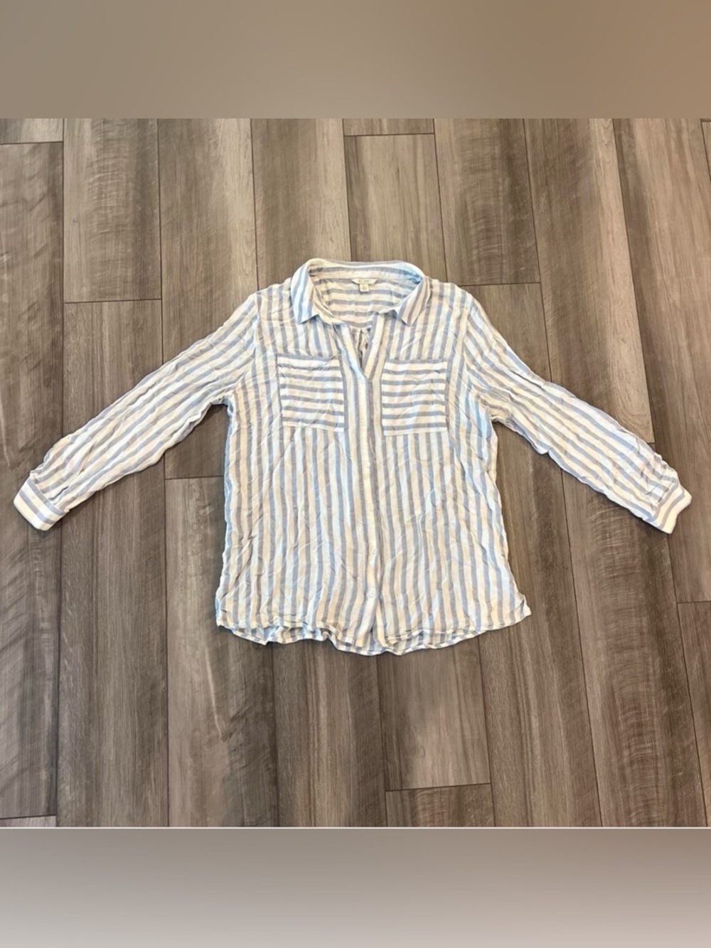 Light Blue & White Striped Long Sleeve Shirt